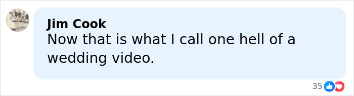 Social media comment praising a wedding video related to Bad Bunny's halftime show, impressing Super Bowl viewers.