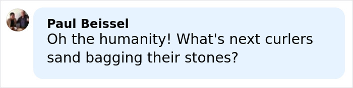 Commenter Paul Beissel reacting humorously to manhood scandal impacting Winter Olympics rules.