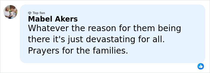 Comment expressing condolences for six mothers who lost their lives in a tragic incident, offering prayers for families.
