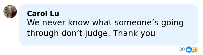 Message from Carol Lu expressing empathy and urging others not to judge during difficult times, related to harrowing 911 audio.