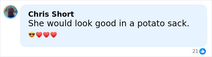 Comment by Chris Short praising appearance with emojis, discussing marketing reaction in lingerie promo context.