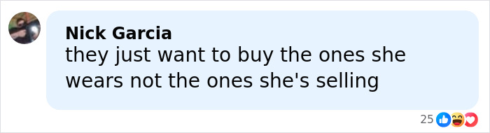 Comment bubble with text about buying lingerie, discussing marketing related to Sydney Sweeney's latest lingerie promo.