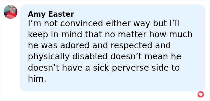 Social media comment discussing Stephen Hawking's family and reactions to raunchy Epstein files photos.