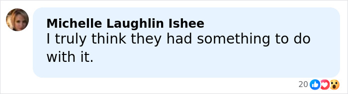 Comment by Michelle Laughlin Ishee expressing suspicion about suspects number one and two&rsquo;s involvement in a missing mom case.