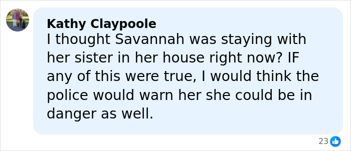 Comment about Savannah Guthrie&rsquo;s brother-in-law being the last to see missing mom, discussing safety concerns and police warnings.