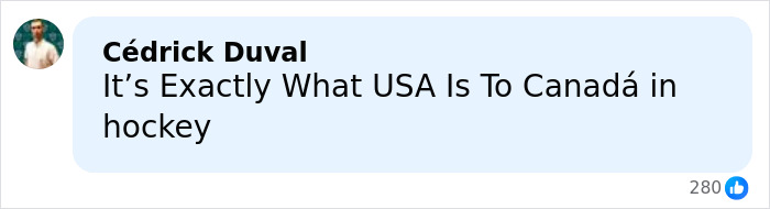 Comment mentioning USA and Canada rivalry in hockey referencing a hot-mic moment between Olympic hockey rivals.
