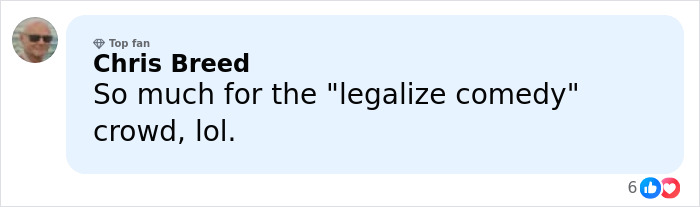 Comment by Chris Breed humorously reacting to comedy and theater’s clap back after Amazon pulls Melania documentary.