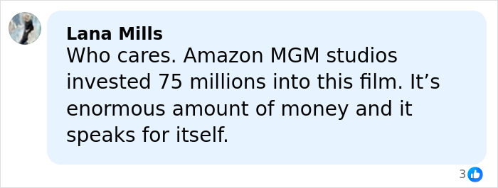 User comment on social media discussing Amazon MGM studios’ investment after Melania documentary was pulled due to theater’s clap back.