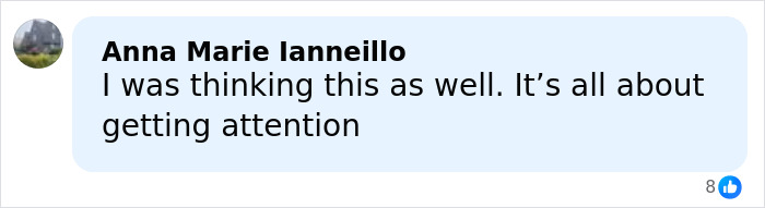 Facebook comment from Anna Marie Ianneillo discussing attention-seeking behavior related to Sabrina Carpenter Grammys controversy.