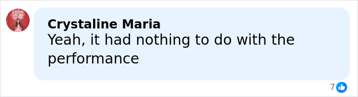 Comment from Crystalline Maria discussing the controversy surrounding Sabrina Carpenter's 2026 Grammys performance.