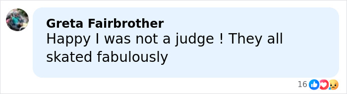 Comment from French ice skater saying they were happy not to be a judge amid Olympic cheating scandal controversy.