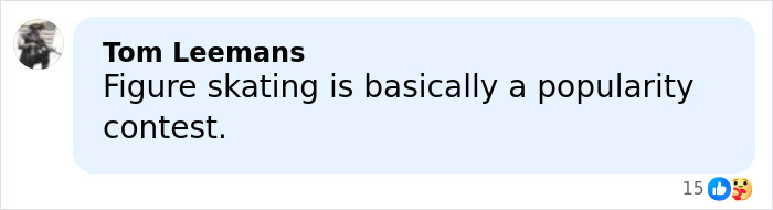 Screenshot of a social media comment on French ice skaters amid Olympic cheating scandal and heated public reactions.