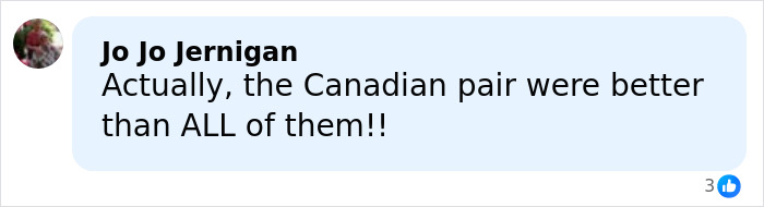 Comment on social media expressing opinion amid French ice skaters controversy in Olympic cheating scandal debate.