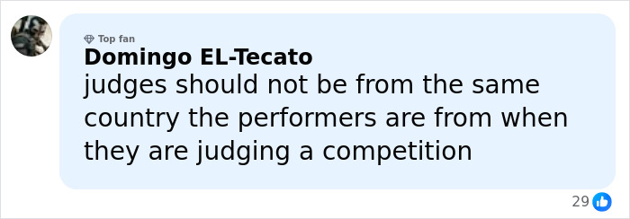 Comment from a top fan about judges and performers in French ice skaters Olympic cheating scandal discussion.