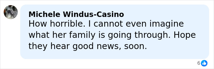 Comment by Michele Windus-Casino expressing sympathy about Savannah Guthrie’s mom vanished from her Arizona home case.