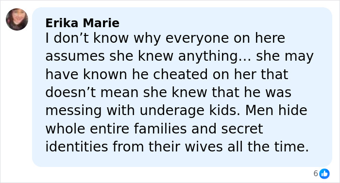 Commenter Erika Marie responding to allegations and speculation about Melinda Gates forgiving Bill over Epstein files STD claims.