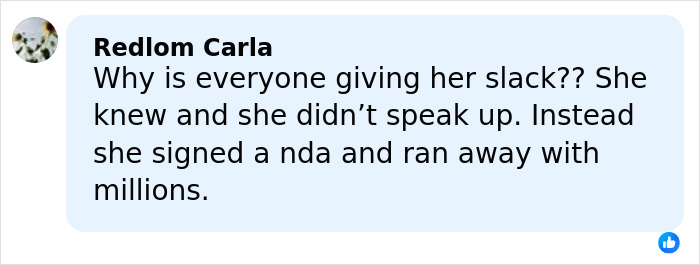 Comment on social media criticizing Melinda Gates regarding forgiveness and Epstein files STD allegations controversy.
