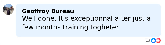 Comment by Geoffroy Bureau praising a French skater's exceptional progress amid Olympics cheating scandal discussions.