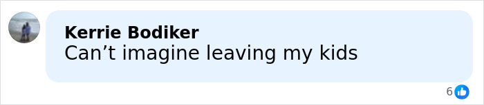 Facebook comment from Kerrie Bodiker expressing disbelief about leaving her kids, related to North Carolina mom who disappeared.