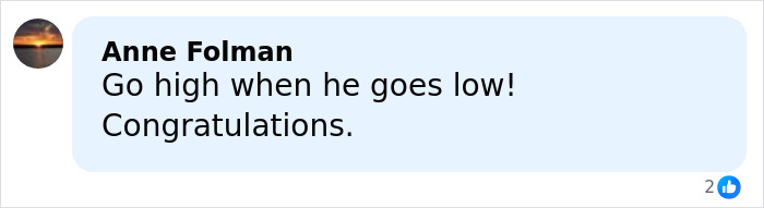 Comment from Anne Folman praising US Women's Hockey players breaking silence on Trump's remark in a social media post.