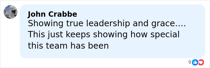 Comment by John Crabbe praising US women's hockey team leadership and grace amid distasteful joke controversy.