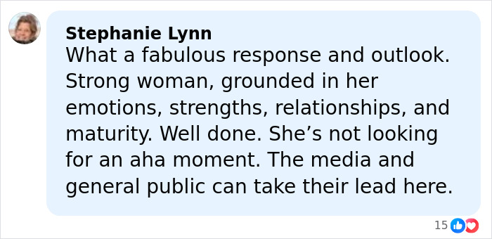 User comment highlighting strong women's hockey player response breaking silence on Trump remark controversy