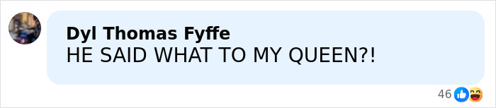 Comment on social media by Dyl Thomas Fyffe reacting with surprise and humor to Margot Robbie revealing a male actor's gift.