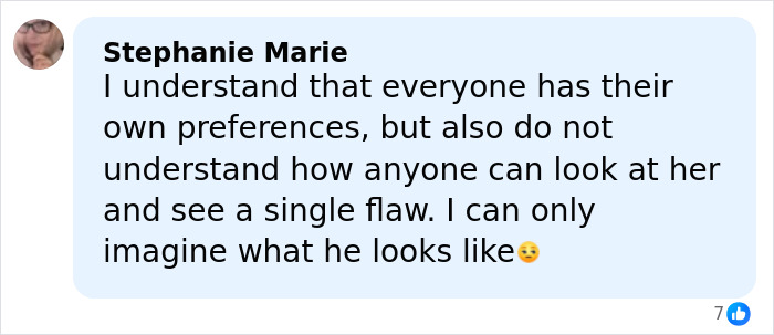 Screenshot of a Facebook comment by Stephanie Marie expressing disbelief about a male actor&rsquo;s gift to Margot Robbie.
