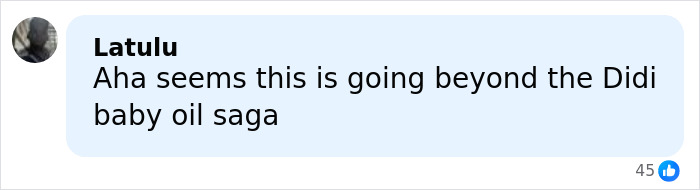 Comment about Didi baby oil saga posted on social media, mentioning Bill Gates Epstein files discussion.