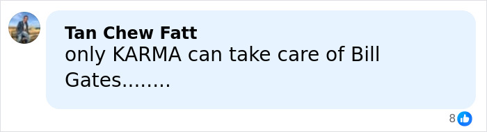 Comment on social media discussing Bill Gates in relation to Epstein files and accusations after ex-wife's statement.