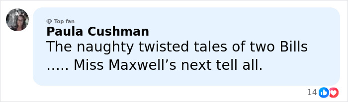 Comment by Paula Cushman discussing twisted tales related to Bill Gates amid Epstein files controversy.