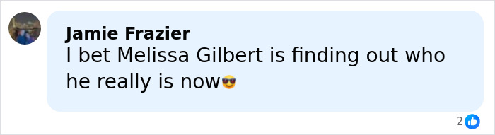 Comment from Jamie Frazier reacting to Timothy Busfield charges in a social media post with casual language and emoji.