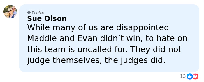 Commenter Sue Olson responding to the French skater Olympics cheating scandal and suspicious win debate.