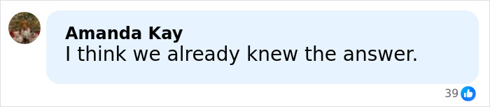 Comment by Amanda Kay stating "I think we already knew the answer" in an online discussion about Alex Pretti's case update.