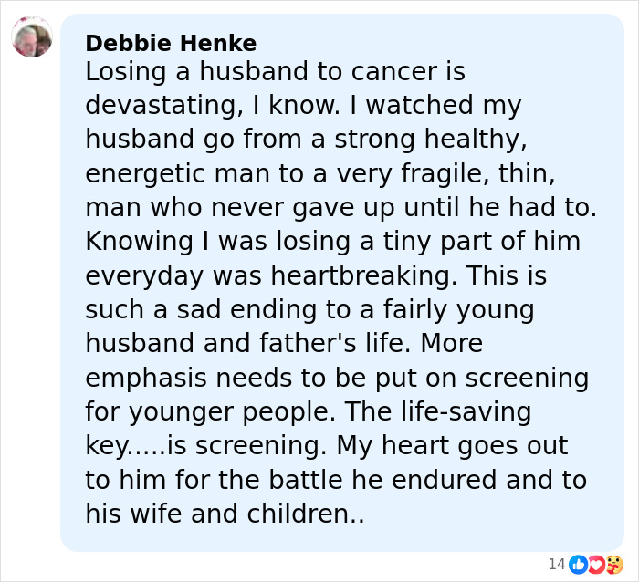 Comment expressing heartbreak and support after James Van Der Beek’s tragic passing and final post shared online.