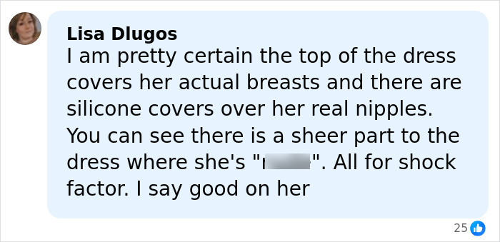 Screenshot of a social media comment discussing Chappell Roan’s bold dress at the Grammys 2026 from a body language expert.