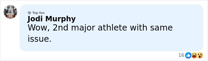 Comment by Jodi Murphy mentioning a second major athlete facing a similar issue related to Olympic pole vaulter Alysha Newman suspension.