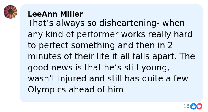 Comment expressing concern for Olympic star Ilia Malinin after major defeat, highlighting troubling posts and fan reactions.