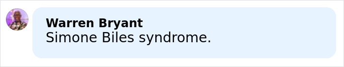 Comment by Warren Bryant saying Simone Biles syndrome, highlighting concern after fans spot troubling posts in Olympic star Ilia Malinin&rsquo;s profile.