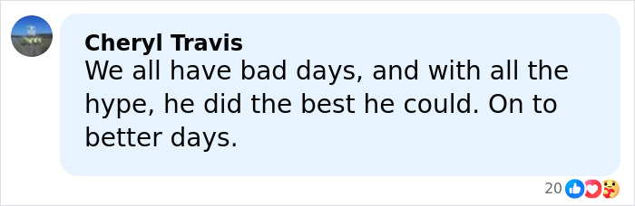 Comment from Cheryl Travis offering support after Ilia Malinin’s hot-mic reaction following a tough Olympic performance.