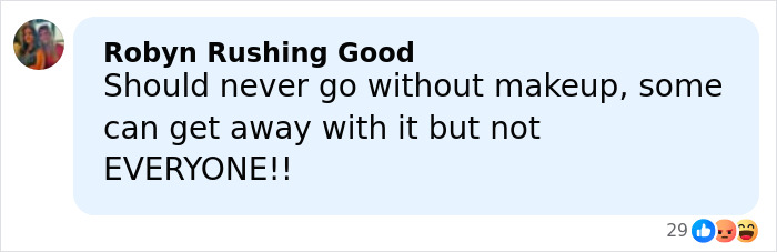 Screenshot of a social media comment reacting to Taylor Swift’s makeup-free behind-the-scenes video.