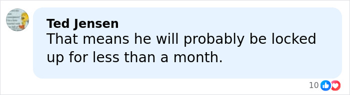 Screenshot of a social media comment discussing the jail sentence related to Home Improvement star Zachery Ty Bryan's arrest.