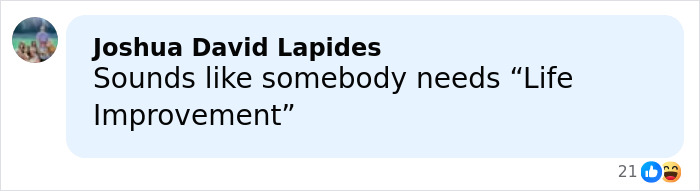Comment about life improvement by Joshua David Lapides in a social media post with reactions and emoji icons.