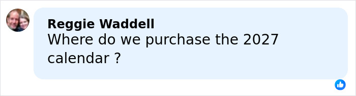 A social media comment asking where to purchase the 2027 calendar shared by a boutique owner.