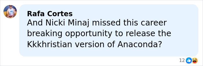 Social media comment on Kid Rock&rsquo;s alternative halftime show, reflecting public reaction and criticism.