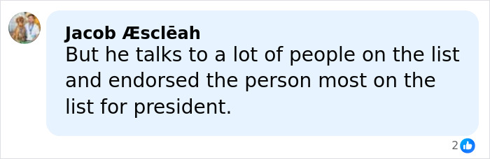 Comment by Jacob Æsclēah discussing connections and endorsements related to a list mentioning Joe Rogan and Epstein files.