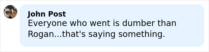 Commenter John Post reacting with a critical remark mentioning Rogan after his name appeared in Epstein files.