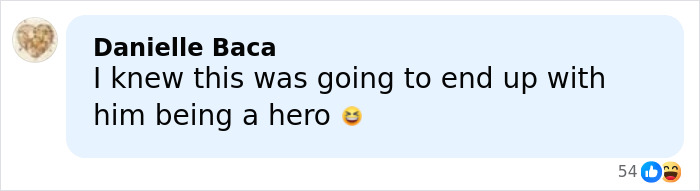 Comment section showing a user named Danielle Baca reacting to a post about a neighbor sharing crucial information with police.