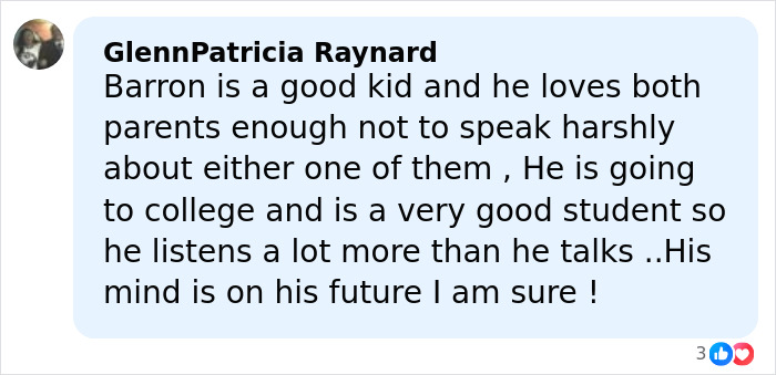Screenshot of social media comment discussing Barron's behavior amid lip reader's claim about rude words told to Ivanka.