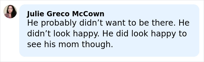 Comment by Julie Greco McCown discussing Barron&rsquo;s mood and interaction with his mom during the State of the Union.